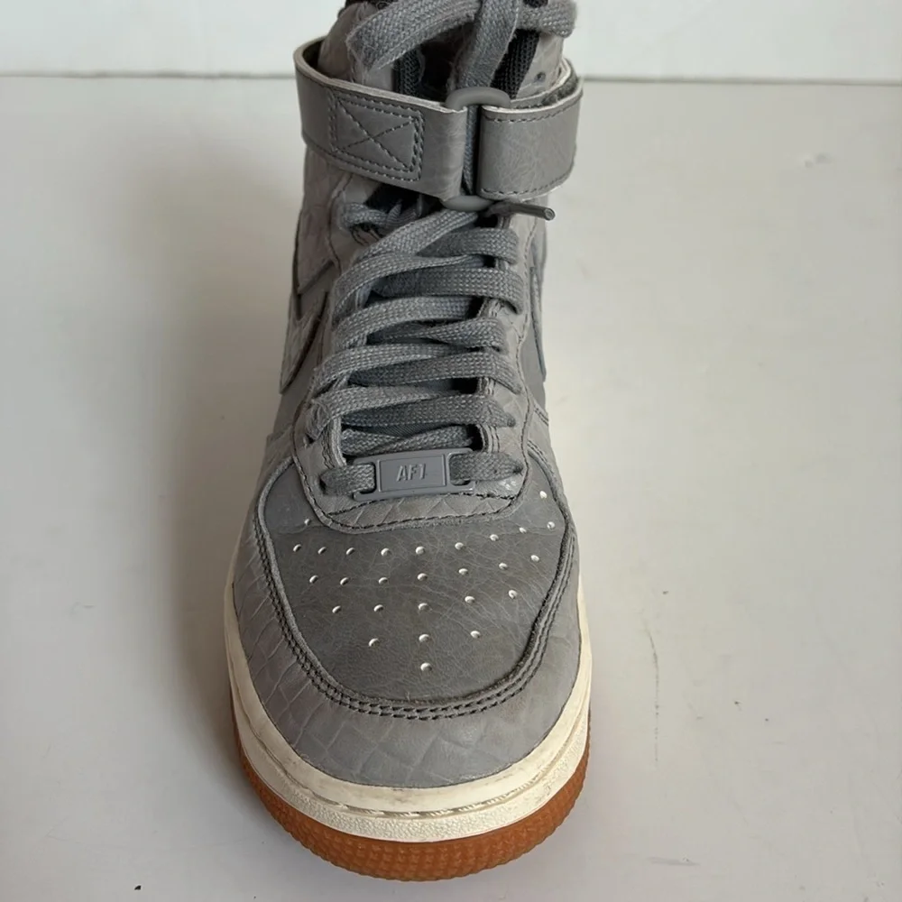 Nike AF1 Hi Premium croc embossed gray high top sneaker lace up velcro ankle